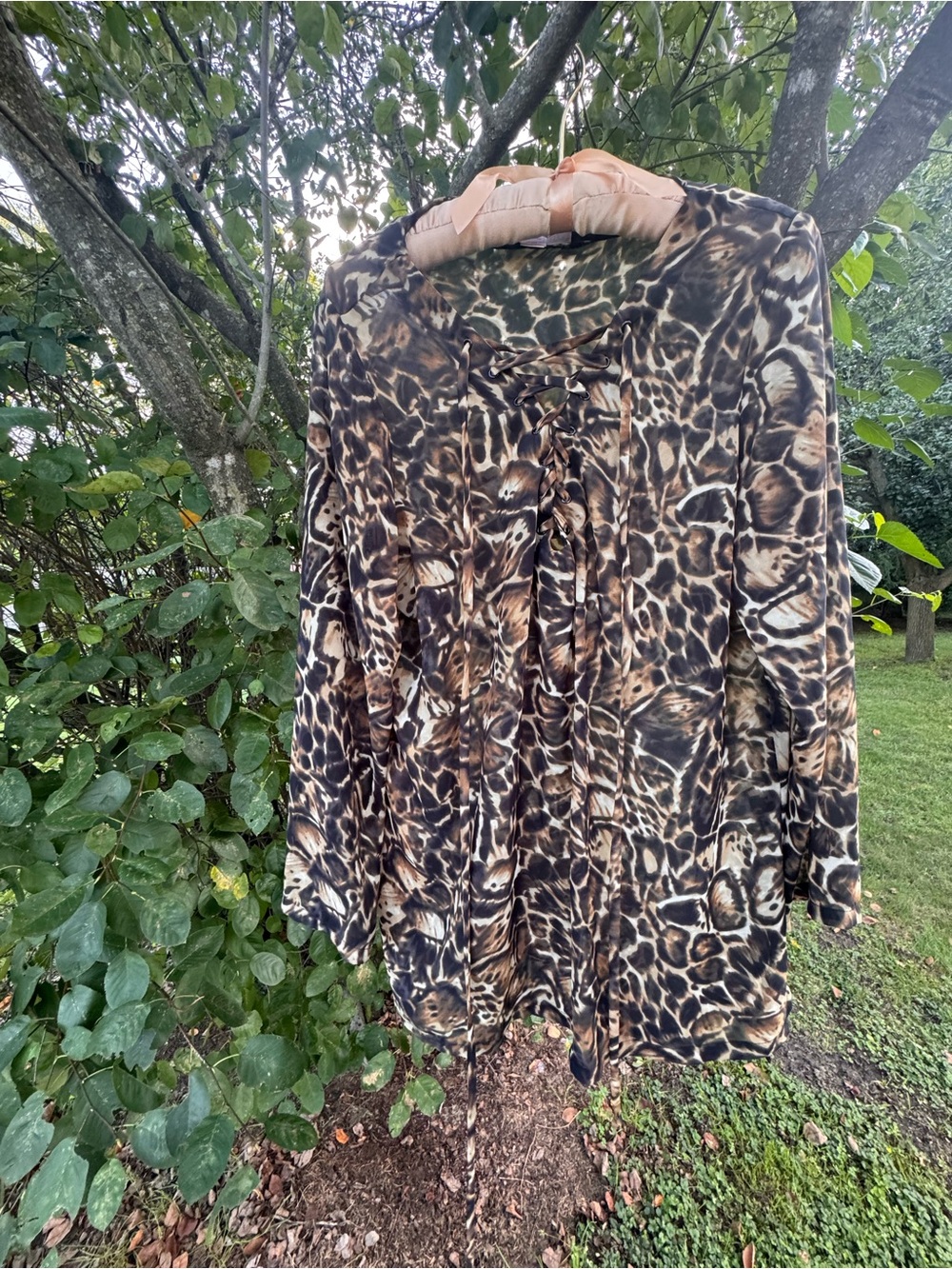 Victoria's Secret Long-Sleeve Animal Print Shirt - Brown & Black